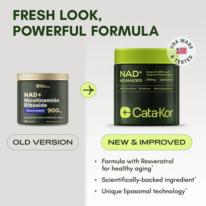 Cata-Kor NAD+ Advanced NAD Supplement For Skin Aging Support, Energy, and Focus