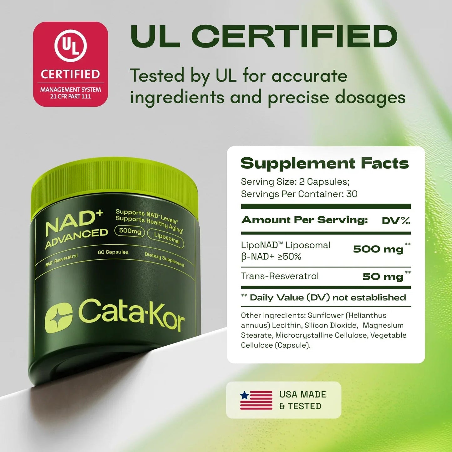 Cata-Kor NAD+ Advanced NAD Supplement For Skin Aging Support, Energy, and Focus