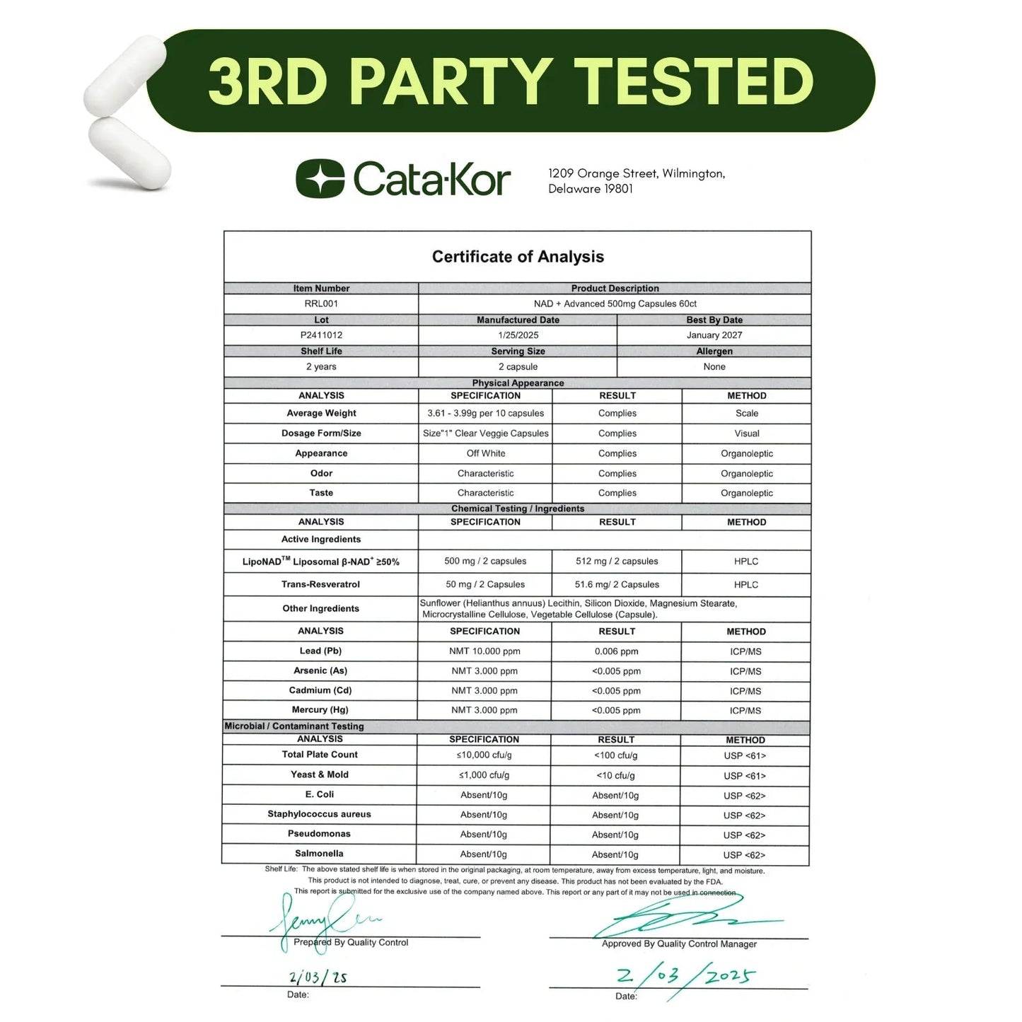 Cata-Kor NAD+ Advanced NAD Supplement For Skin Aging Support, Energy, and Focus