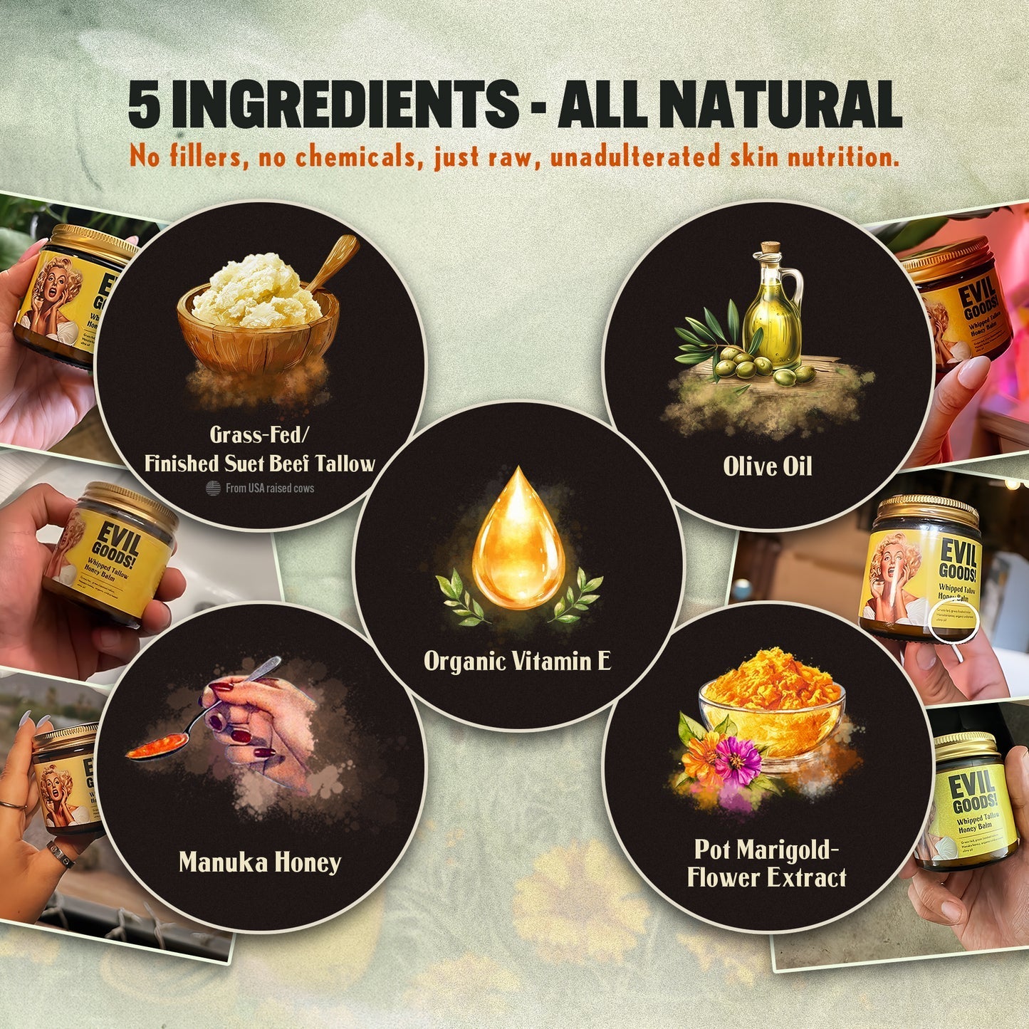 Whipped Beef Tallow & Manuka Honey Balm Face Cream