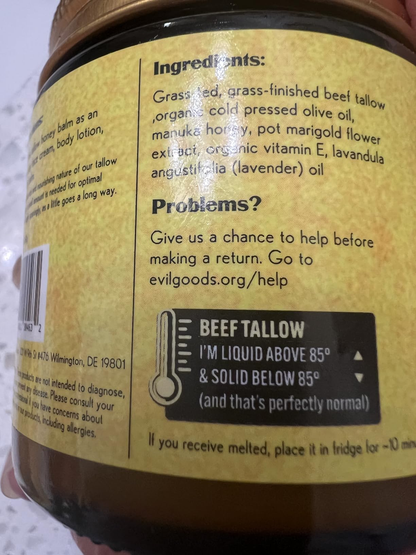 Whipped Beef Tallow & Manuka Honey Balm Face Cream